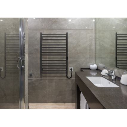 Kupaonski ljestvasti radijator HF GREENWICH 170W/230V 77x53 cm crni desni okrugli