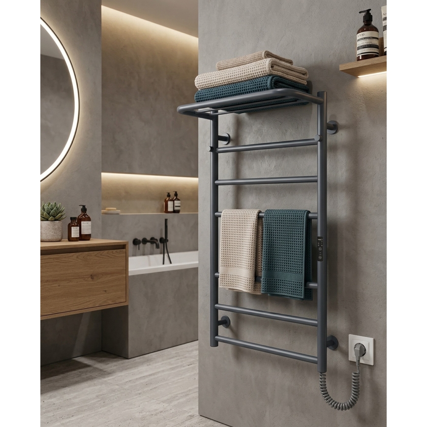 Kupaonski ljestvičasti peškarnik HOME 95W/230V 77x53 cm nerđajući čelik/antracit desni