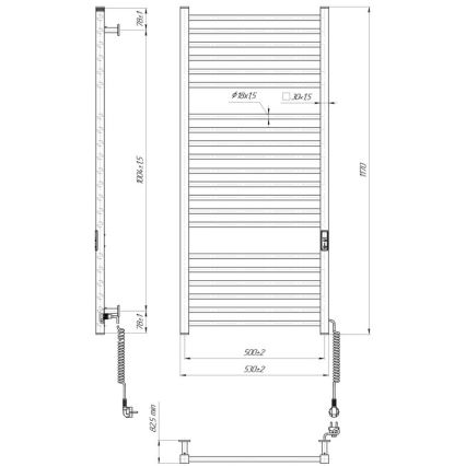 Kupaonski merdevinski radijator HF DERBY 255W/230V 117x53 cm crna