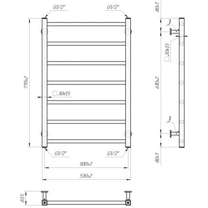 Kupaonski merdevinski radijator INOX TOKIO 161W/230V 77x53 cm nerđajući čelik/antracit