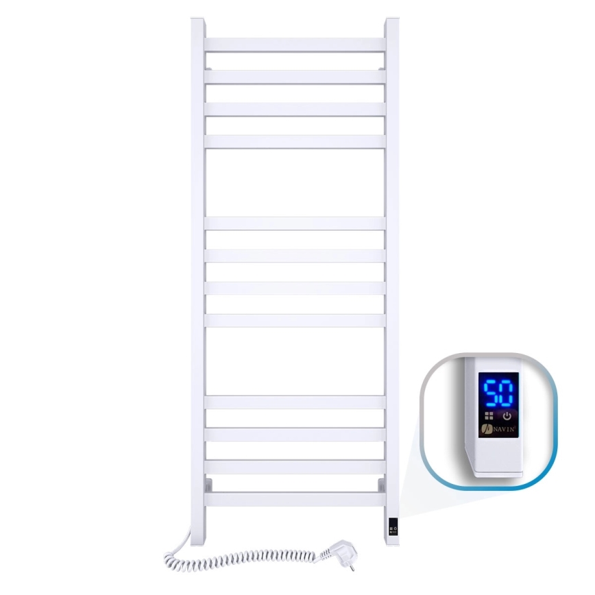 Kupaonski merdevinski radijator sa termostatom AVANGARD 227W 120x48cm, beli, levi