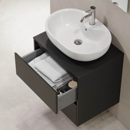 Kupaonski ormarić TRONDHEIM za umivaonik 60 cm, crni