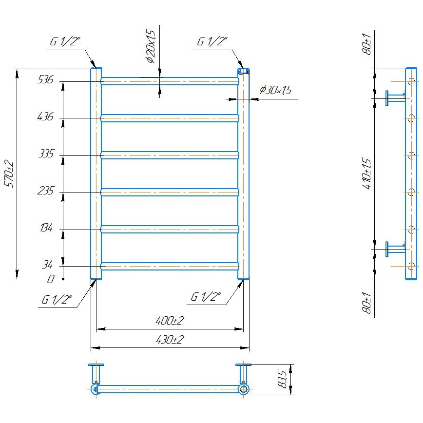 Kupaonski peškirni radijator INOX FLAT 122W/230V 57x43 cm inox/crna