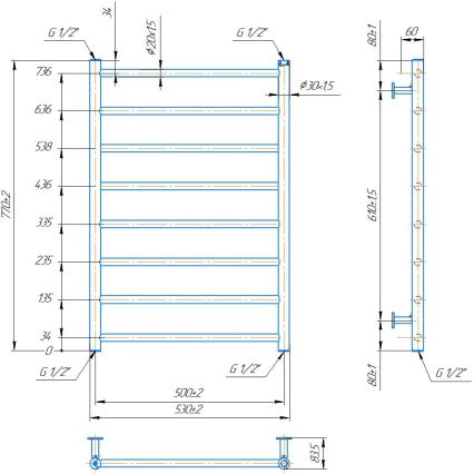 Kupaonski radijator za peškire INOX FLAT 163W/230V 77x53 cm inox/bela