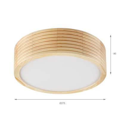 Stropno svetlo za kupatilo NATURAL MODERN 2xE27/15W/230V IP54, prečnik 27,5 cm, borovina