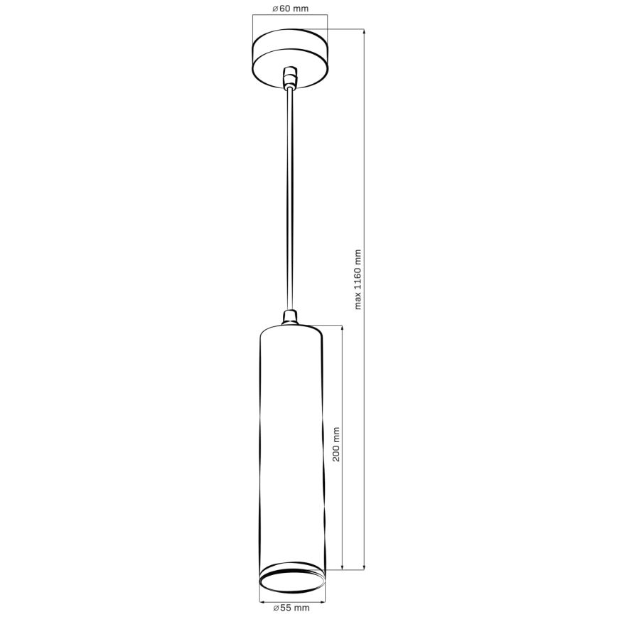 Kupatilski luster na sajli TURYN 1xGU10/10W/230V IP44, crne boje