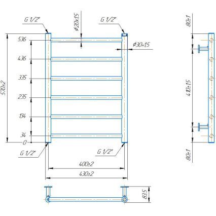 Kupatilski merdevinski radijator INOX FLAT 122W/230V 57x43 cm nerđajući čelik/antracit