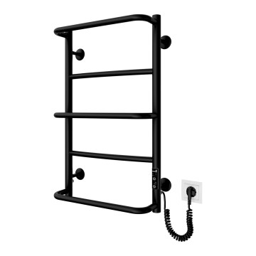 Kupatilski merdevinski radijator LUX, 65 W / 230 V, 66 x 42 cm, nerđajući čelik / crna, desni