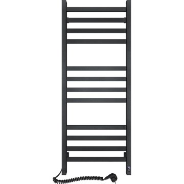 Kupatilski merdevinski radijator sa termostatom AVANGARD, 227 W, 120 x 48 cm, crna, leva