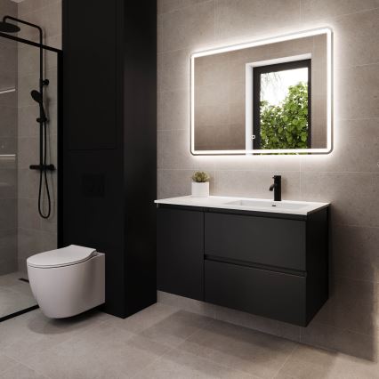 Kupatilski ormarić sa umivaonikom HELSINKI 95 cm desni/crni