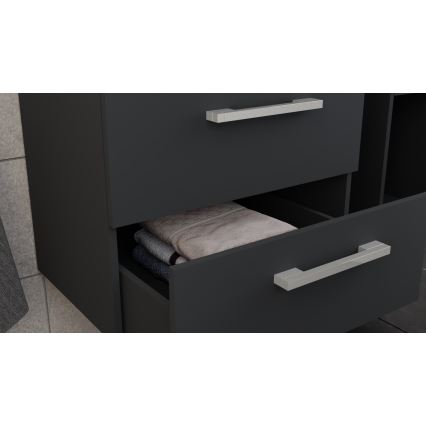 Ormarić za kupatilo sa umivaonikom KATE + ogledalni ormarić + zidni ormarić antracit