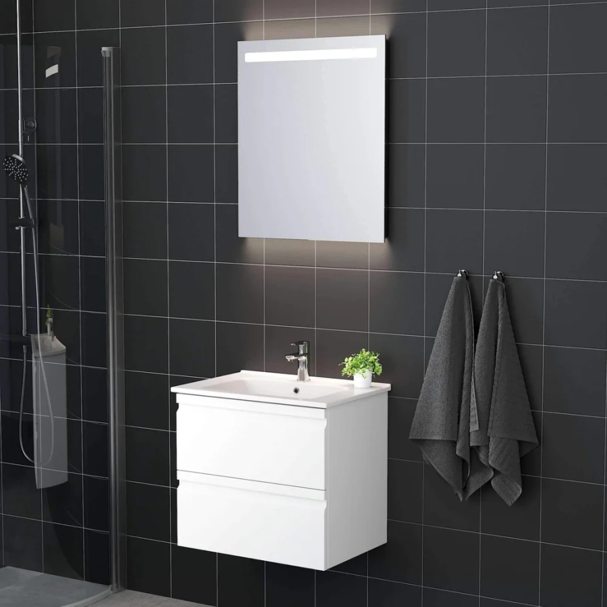 Kupatilski ormarić sa umivaonikom VEDO + LED ogledalo LED/10W/230V IP44 beli
