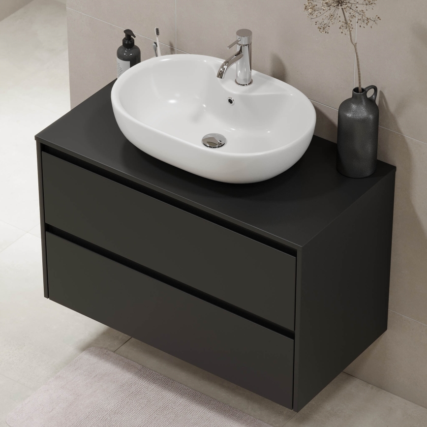Kupatilski ormarić TRONDHEIM za umivaonik 90 cm — crni