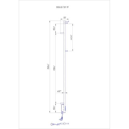 Kupatilski radijator RAY 35W/230V 150x30 cm IP44 nerđajući čelik/crna