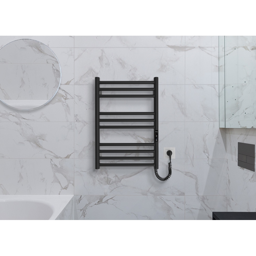 Kupatilski rebrasti radijator HF GREENWICH 100W/230V 57x43 cm crni desni okrugli