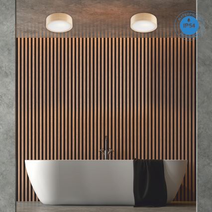 Kupatilsko plafonsko svetlo NATURAL 2xE27/15W/230V IP54 od borovine, prečnik 27 cm