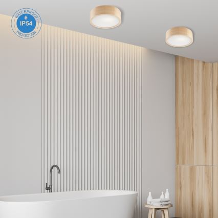 Kupatilsko plafonsko svetlo NATURAL 2xE27/15W/230V IP54 od borovine, prečnik 27 cm