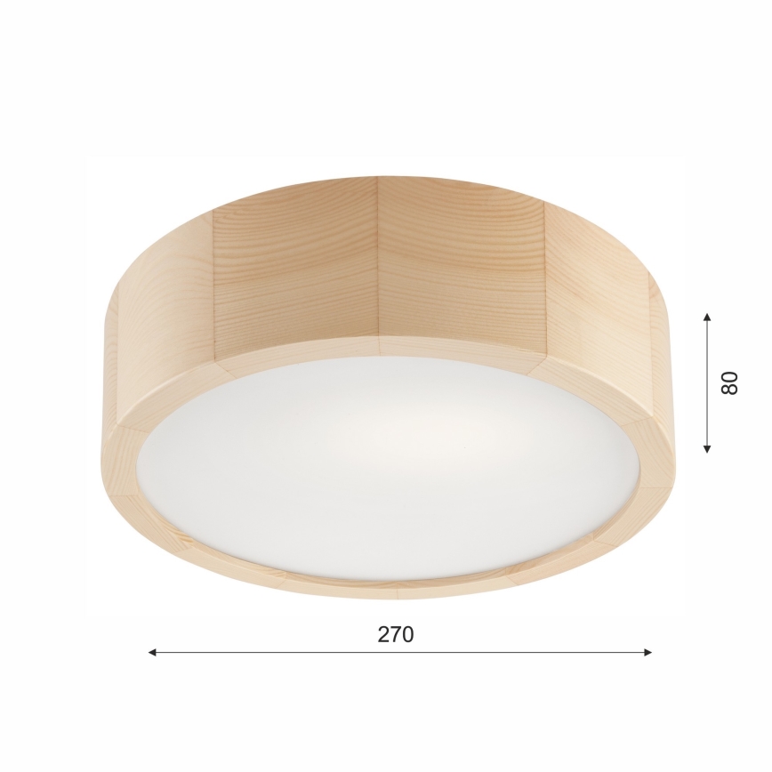 Kupatilsko plafonsko svetlo NATURAL 2xE27/15W/230V IP54 od borovine, prečnik 27 cm