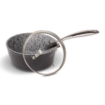 Lamart - Granitna šerpa sa poklopcem 16 cm crna/siva/nerđajući čelik