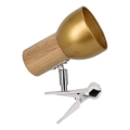 Lampa sa klipsom SVENDA 1xE27/60W/230V hrast/zlatna