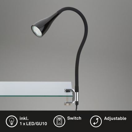 Lampa sa štipaljkom 1xGU10/3W/230V crna