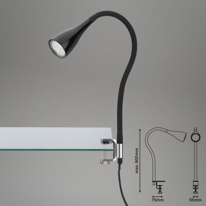 Lampa sa štipaljkom 1xGU10/3W/230V crna