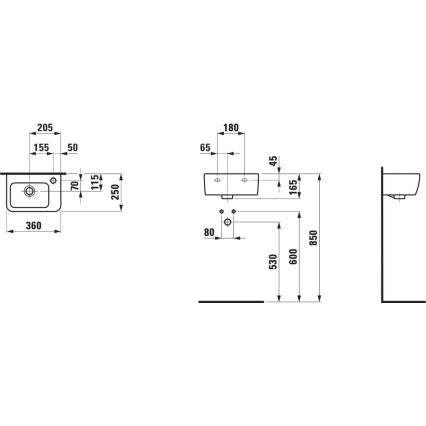 LAUFEN H8169550001061 - Zidni umivaonik PRO 36x25 cm keramika/bela