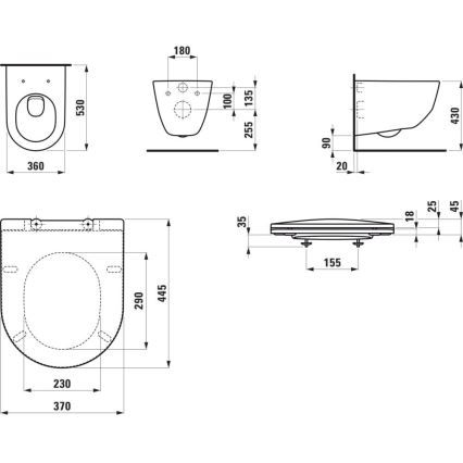 LAUFEN H8669530000001 - Zidna WC šolja PRO keramika/bela + WC daska SoftClose PRO prigušiva, duroplast/bela