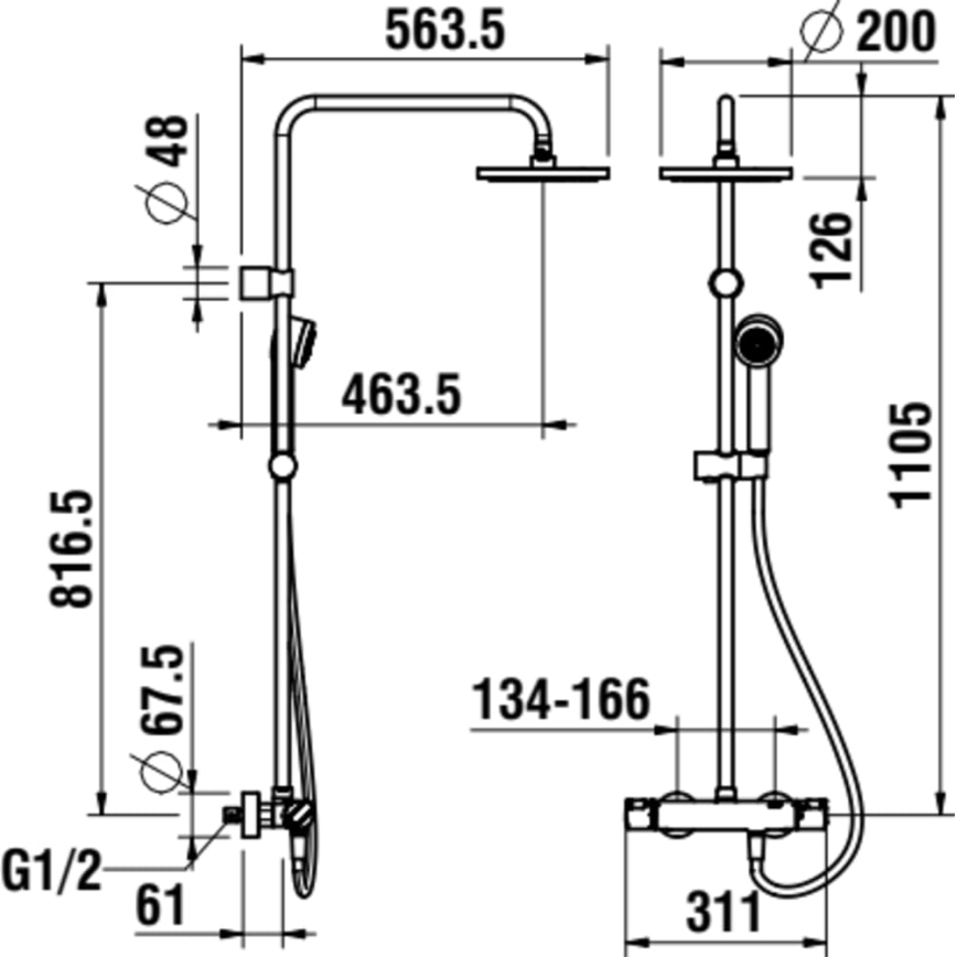 LAUFEN HF500957100600 - Tuš set sa termostatskom baterijom CITYPRO, sjajni hrom