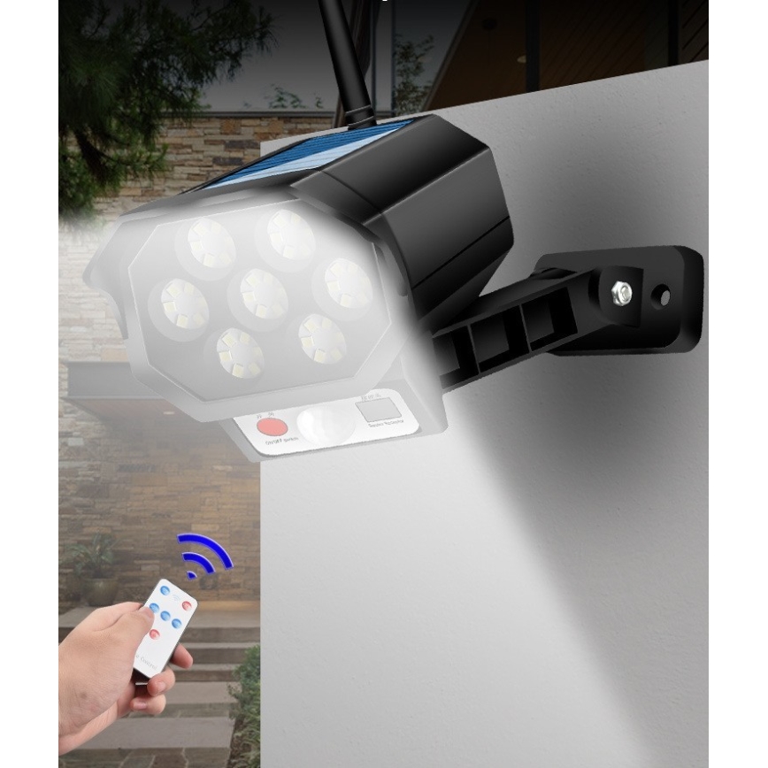 LED maketa sigurnosne kamere sa senzorom i solarnim panelom LED/5W/5,5V 800 mAh IP65 + daljinski upravljač