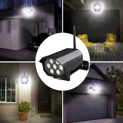 LED maketa sigurnosne kamere sa senzorom i solarnim panelom LED/5W/5,5V 800 mAh IP65 + daljinski upravljač
