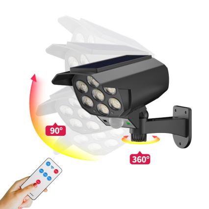 LED maketa sigurnosne kamere sa senzorom i solarnim panelom LED/5W/5,5V 800 mAh IP65 + daljinski upravljač
