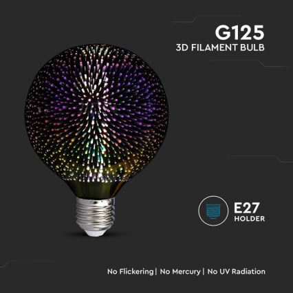 LED 3D dekorativna FILAMENT sijalica G125 E27/4W/230V 3000K
