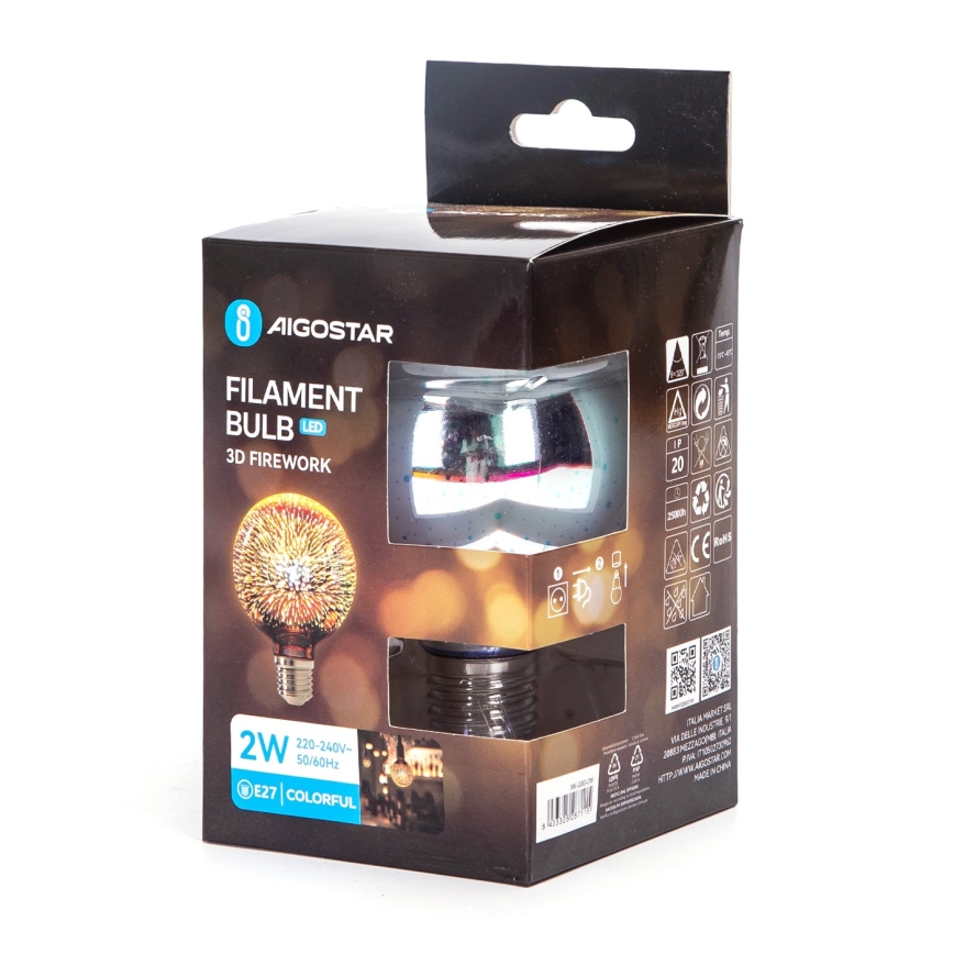 LED 3D dekorativna sijalica E27/2W/230V - Aigostar