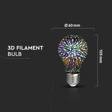 LED 3D Dekorativna sijalica FILAMENT A60 E27/3W/230V 3000K