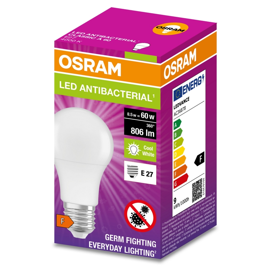 LED antibakterijska sijalica A60 E27/8,5W/230V 4000K - Osram