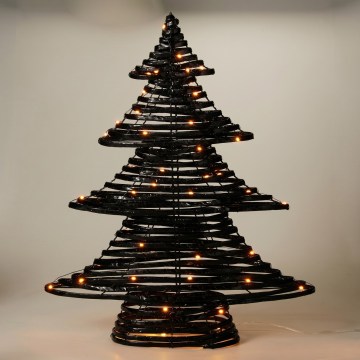 LED Božićna dekoracija 60xLED/3xAA 60 cm topla bela jelka/crna