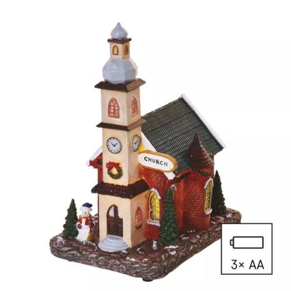 LED božićna dekoracija LED/3xAA crkva