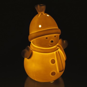 LED božićna porcelanska dekoracija LED/3xLR44 snegović