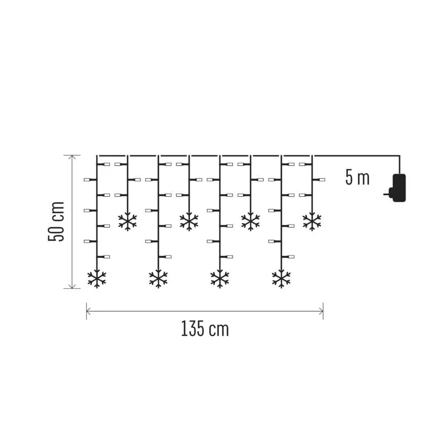 LED božićna zavesa 60xLED/1,35W 635x50 cm hladna bela