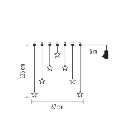 LED božićna zavesa 70xLED/3,6W 567x125 cm topla bela