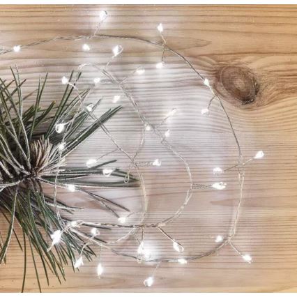 LED božićne lampice 100xLED/3xAA 2,7 m hladno-bele