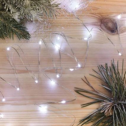 LED Božićni lanac 20xLED/2xAA 2,4m hladno bela