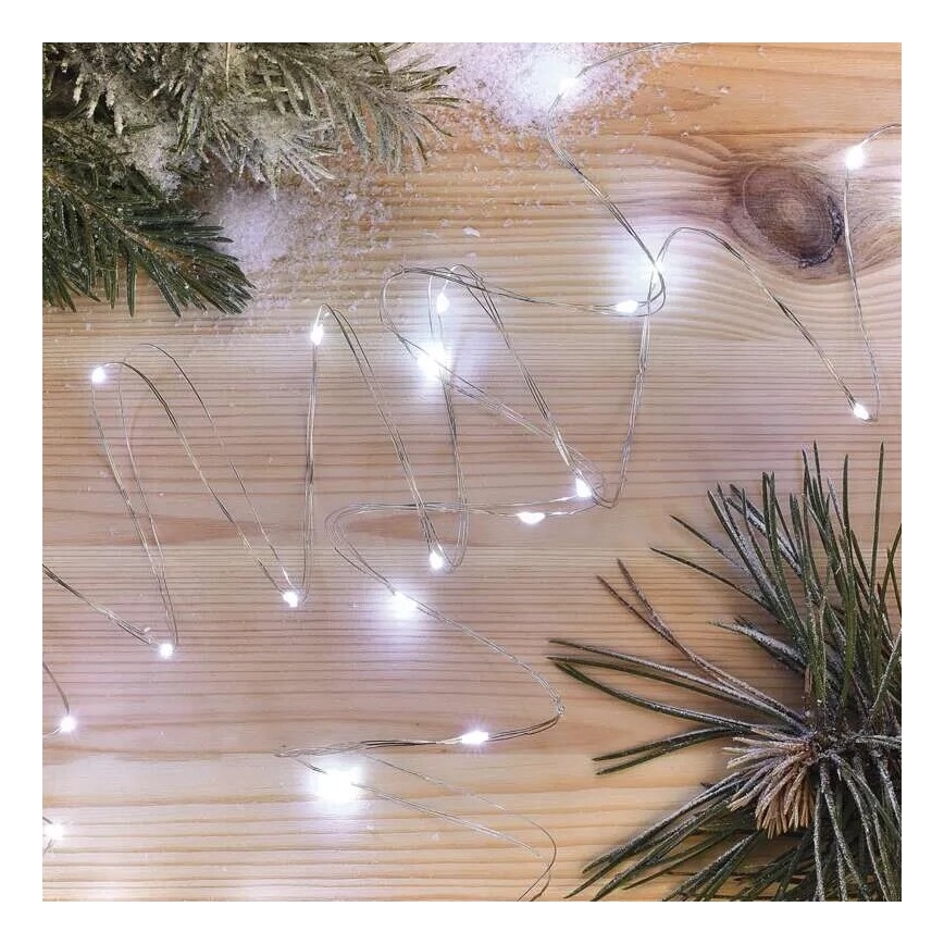 LED Božićni lanac 20xLED/2xAA 2,4m hladno bela