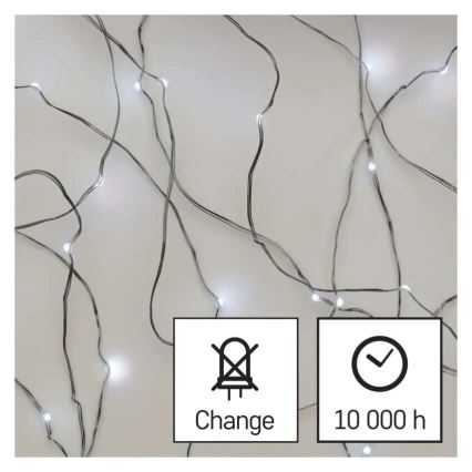 LED Božićni lanac 20xLED/2xAA 2,4m hladno bela