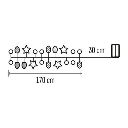 LED Božićni lanac 20xLED/2xAA 2m