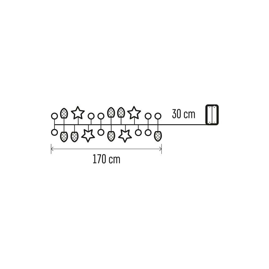 LED Božićni lanac 20xLED/2xAA 2m