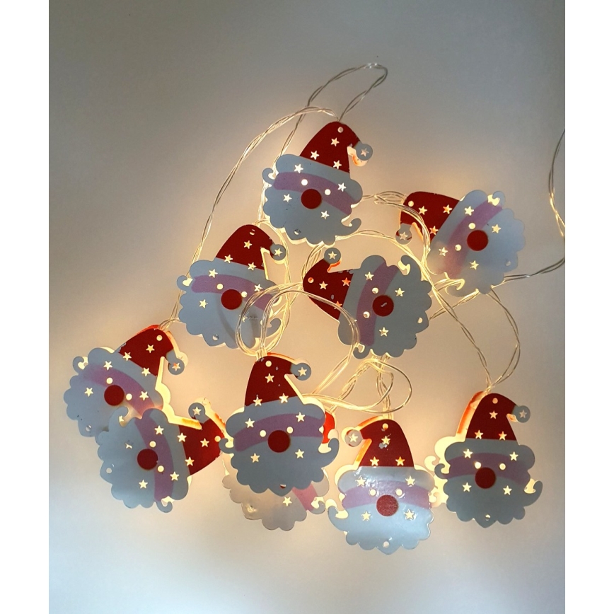 LED božićni lanac za spoljašnju upotrebu 10xLED/2xAA 1,65 m IP44 topla bela santa