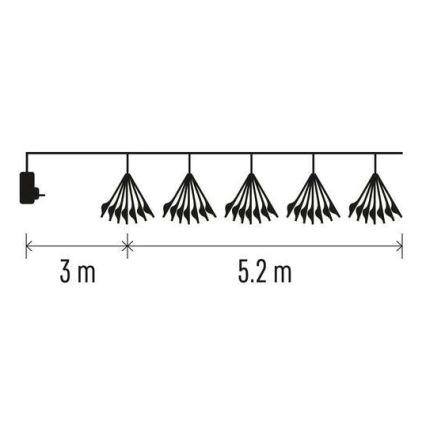 LED Božićni niz 300xLED 5,2+3 m topla bela