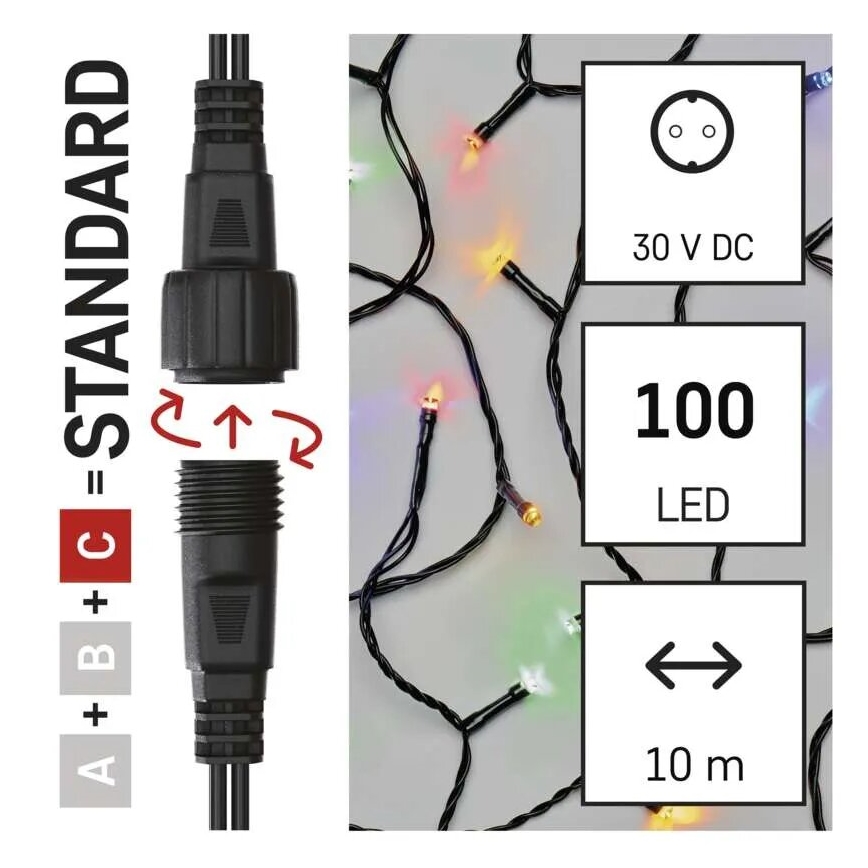 LED božićni niz za spoljašnju upotrebu 100xLED/10m IP44 višebojni
